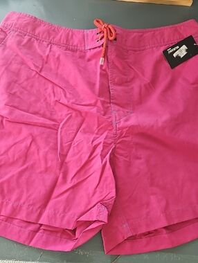 Murano Hot Pink Mens Swim Trunks with Coral Drawstring. Size XL.